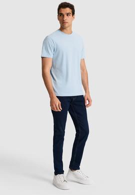 Erkek Regular Fit Bisiklet Yaka Açık Mavi Basic Tişört - 50326953001
