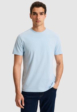 Erkek Regular Fit Bisiklet Yaka Açık Mavi Basic Tişört - 50326953001