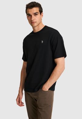Erkek Comfort Fit Bisiklet Yaka Siyah Tişört - 50326967023