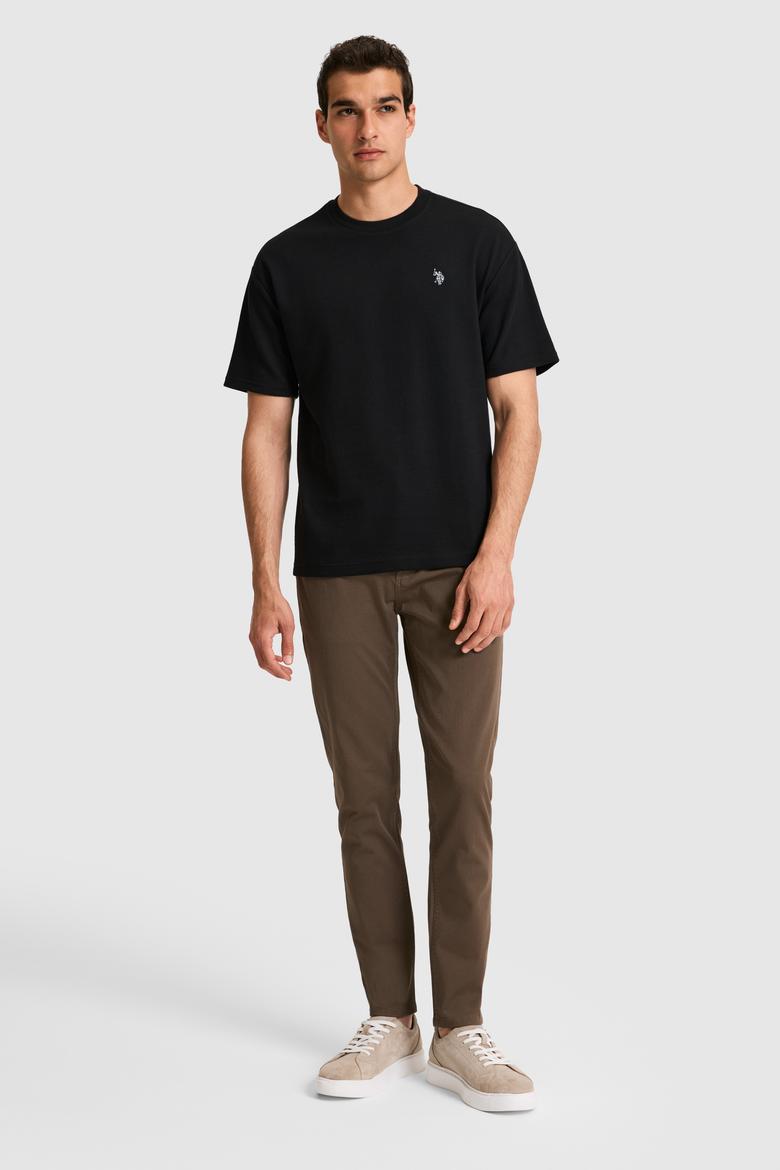 Erkek Comfort Fit Bisiklet Yaka Siyah Tişört - 50326967023