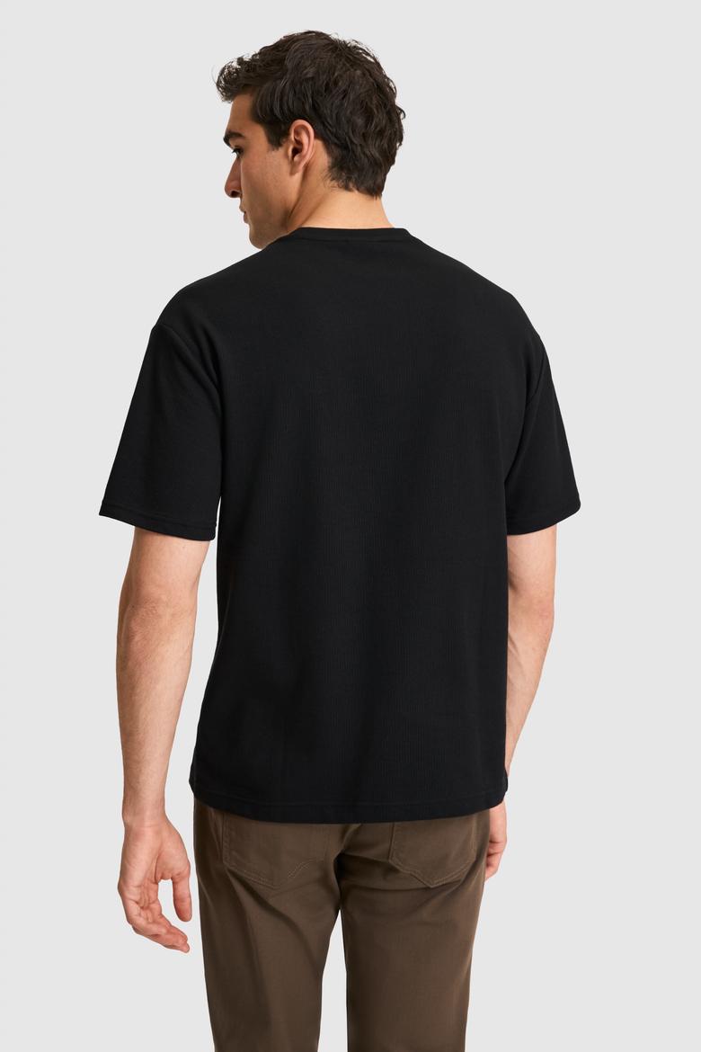 Erkek Comfort Fit Bisiklet Yaka Siyah Tişört - 50326967023
