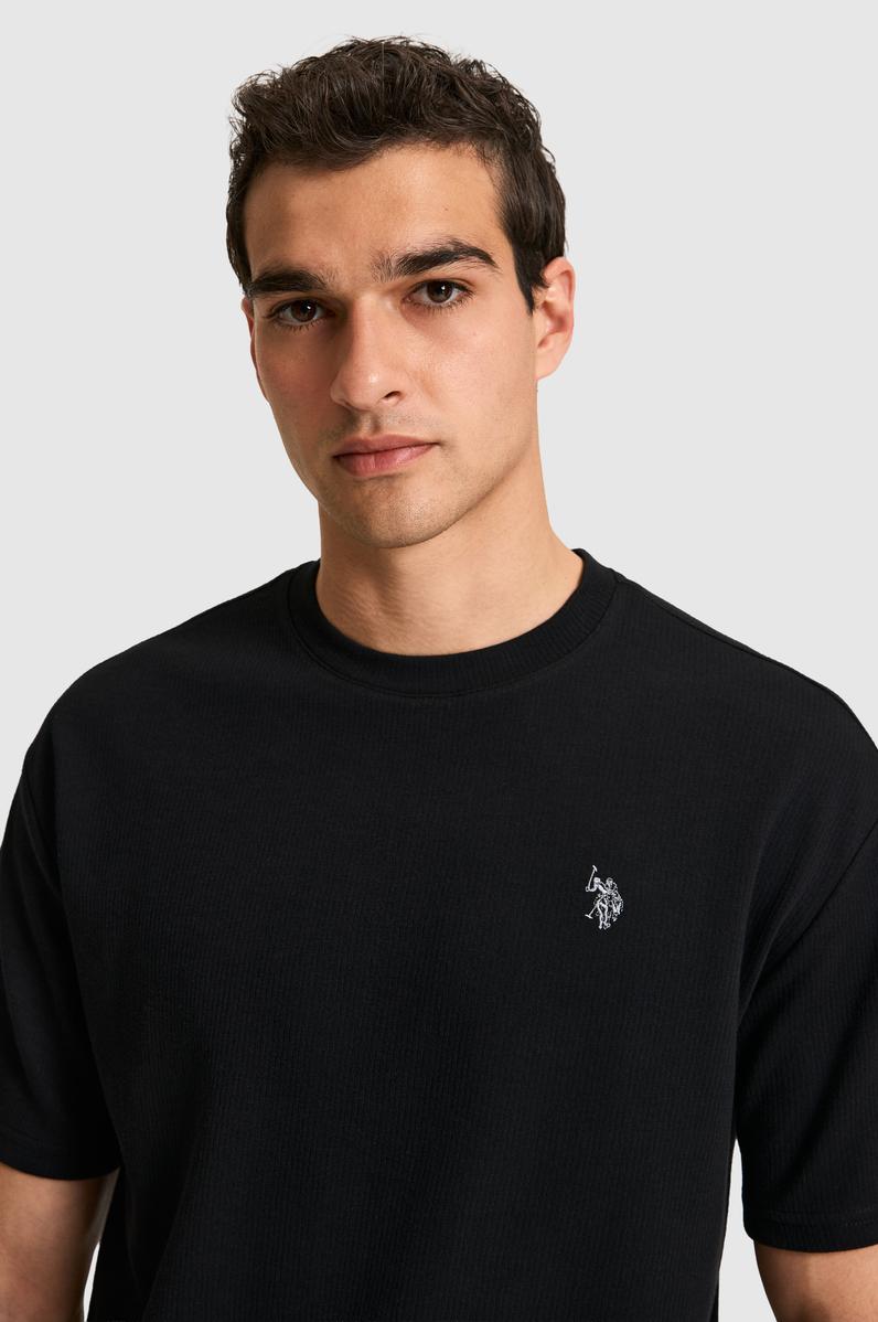 Erkek Comfort Fit Bisiklet Yaka Siyah Tişört