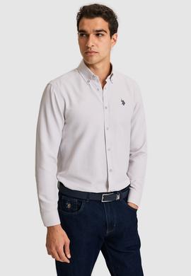 Erkek Açık Gri Uzun Kollu Basic Gömlek - 50324708113
