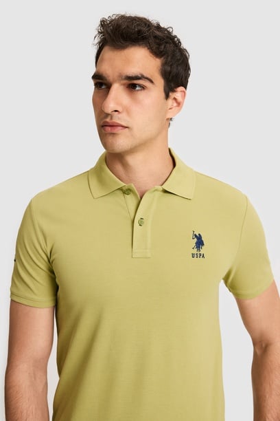 Erkek Lila Slim Fit Polo Yaka Basic Tişört