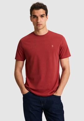 Erkek Regular Fit Bisiklet Yaka Vişne Basic Tişört - 50326953142