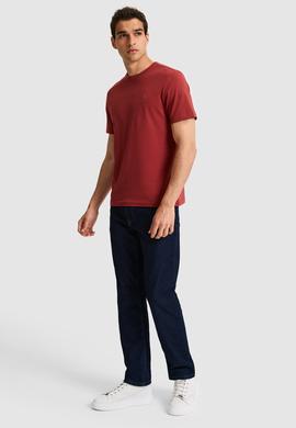 Erkek Regular Fit Bisiklet Yaka Vişne Basic Tişört - 50326953142