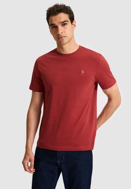 Erkek Regular Fit Bisiklet Yaka Vişne Basic Tişört - 50326953142
