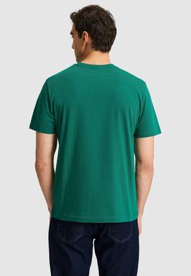 Erkek Regular Fit Bisiklet Yaka Koyu Yeşil Basic Tişört - 50326953091