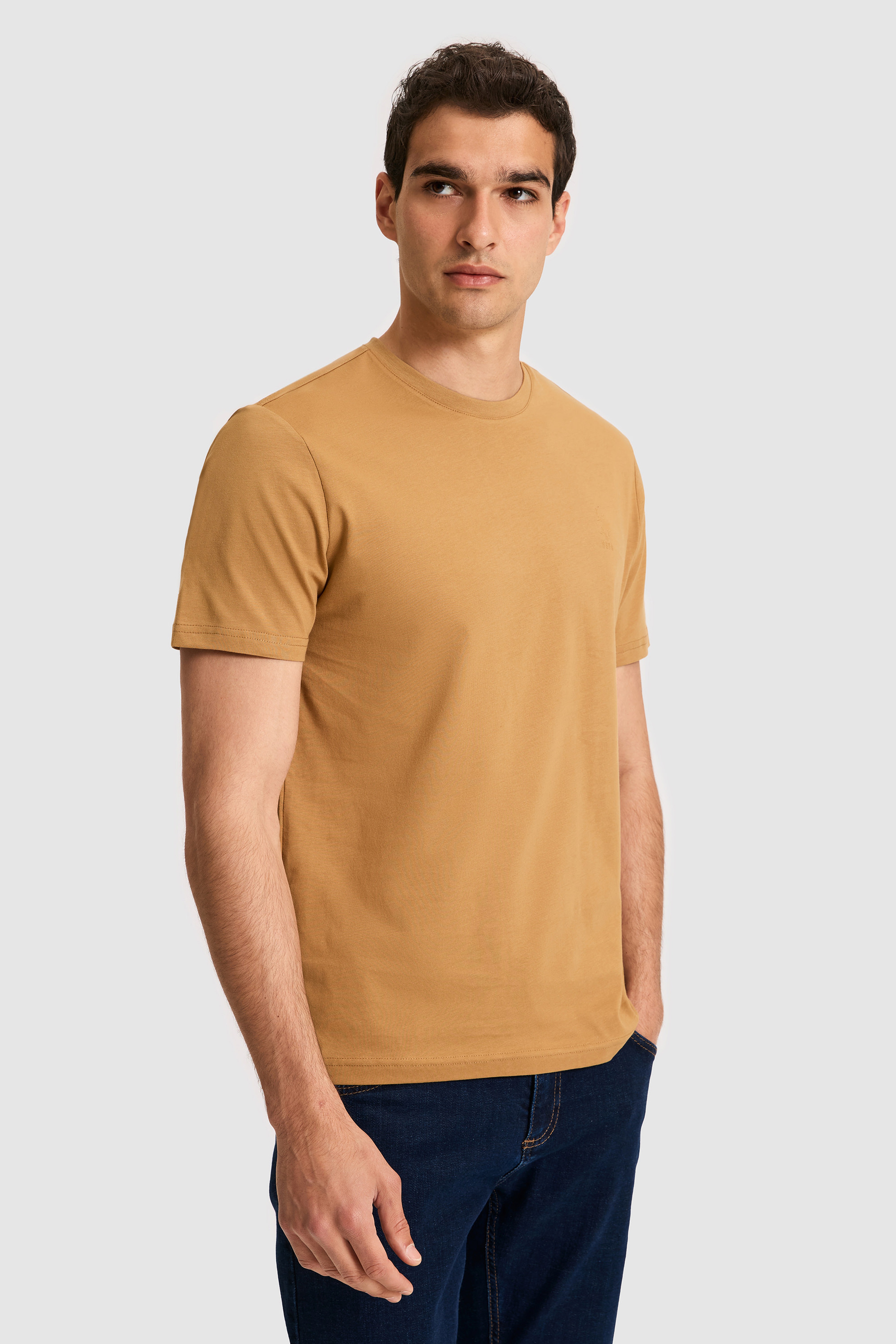 Erkek Regular Fit Bisiklet Yaka Coconut Basic Tişört - Image 3