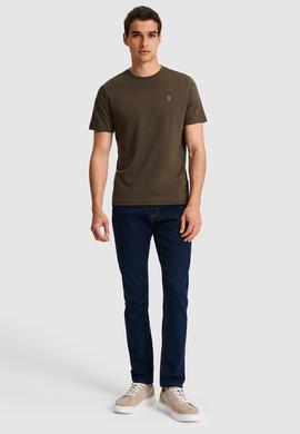 Erkek Regular Fit Bisiklet Yaka Koyu Haki Basic Tişört - 50326953102