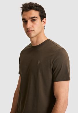 Erkek Regular Fit Bisiklet Yaka Koyu Haki Basic Tişört - 50326953102