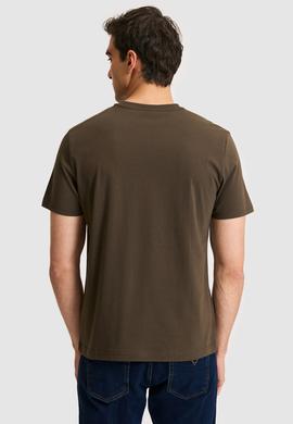 Erkek Regular Fit Bisiklet Yaka Koyu Haki Basic Tişört - 50326953102