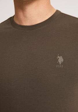 Erkek Regular Fit Bisiklet Yaka Koyu Haki Basic Tişört - 50326953102