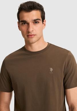 Erkek Regular Fit Bisiklet Yaka Kahverengi Basic Tişört - 50326953202