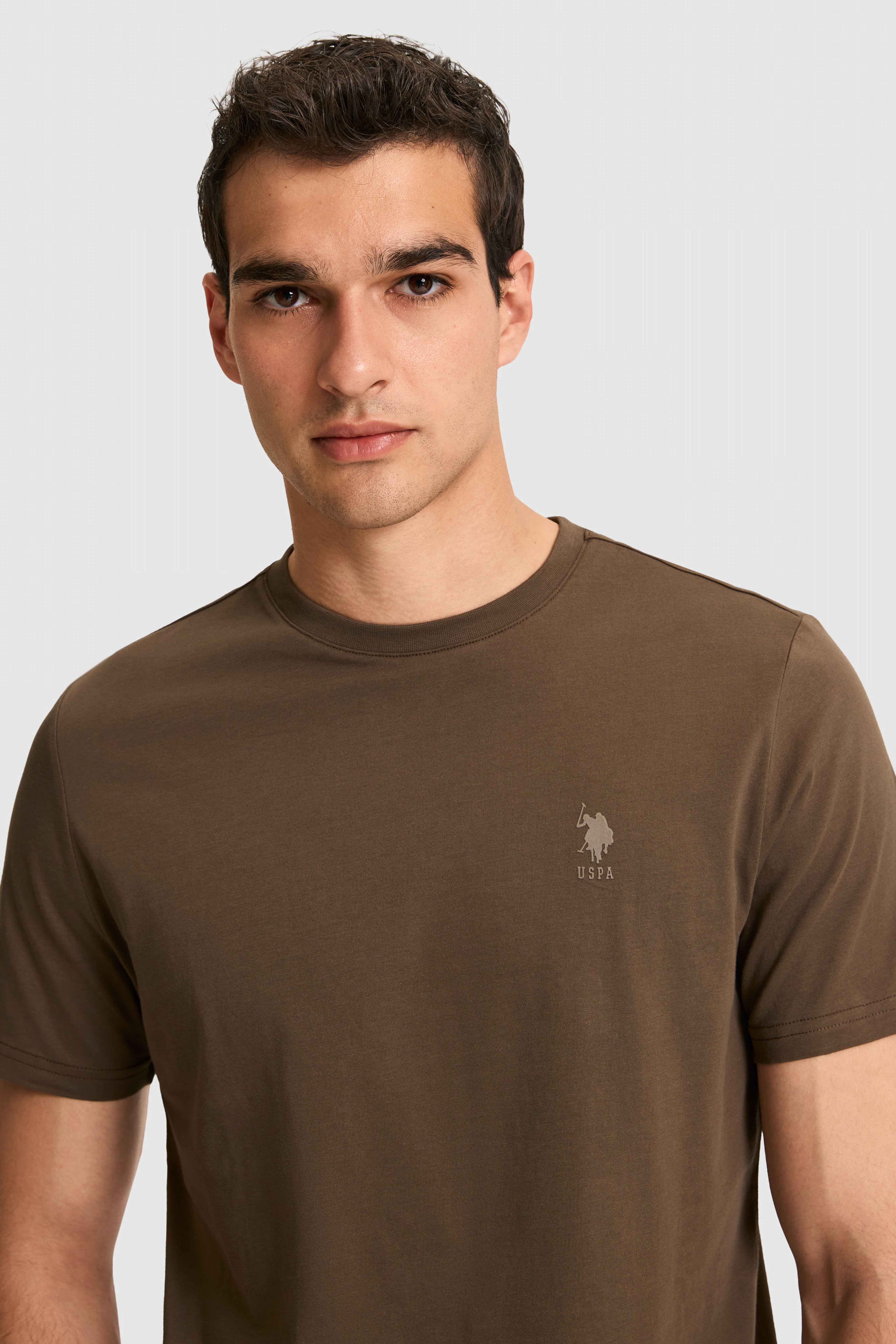Erkek Regular Fit Bisiklet Yaka Kahverengi Basic Tişört - Image 2