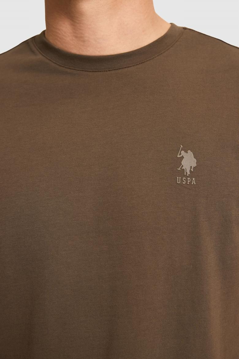 Erkek Regular Fit Bisiklet Yaka Kahverengi Basic Tişört - 50326953202