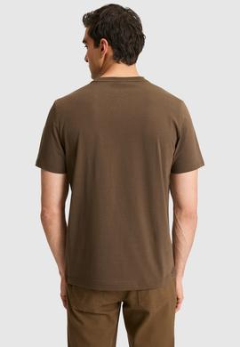 Erkek Regular Fit Bisiklet Yaka Kahverengi Basic Tişört - 50326953202