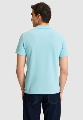 Erkek Slim Polo Yaka Aqua Basic Tişört - 50322304392