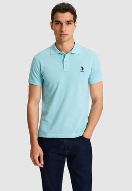Erkek Slim Polo Yaka Aqua Basic Tişört - 50322304392
