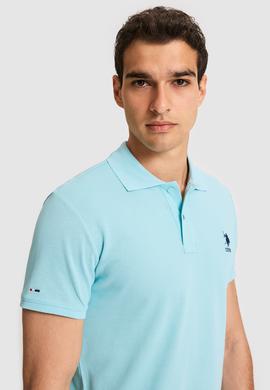 Erkek Slim Polo Yaka Aqua Basic Tişört - 50322304392