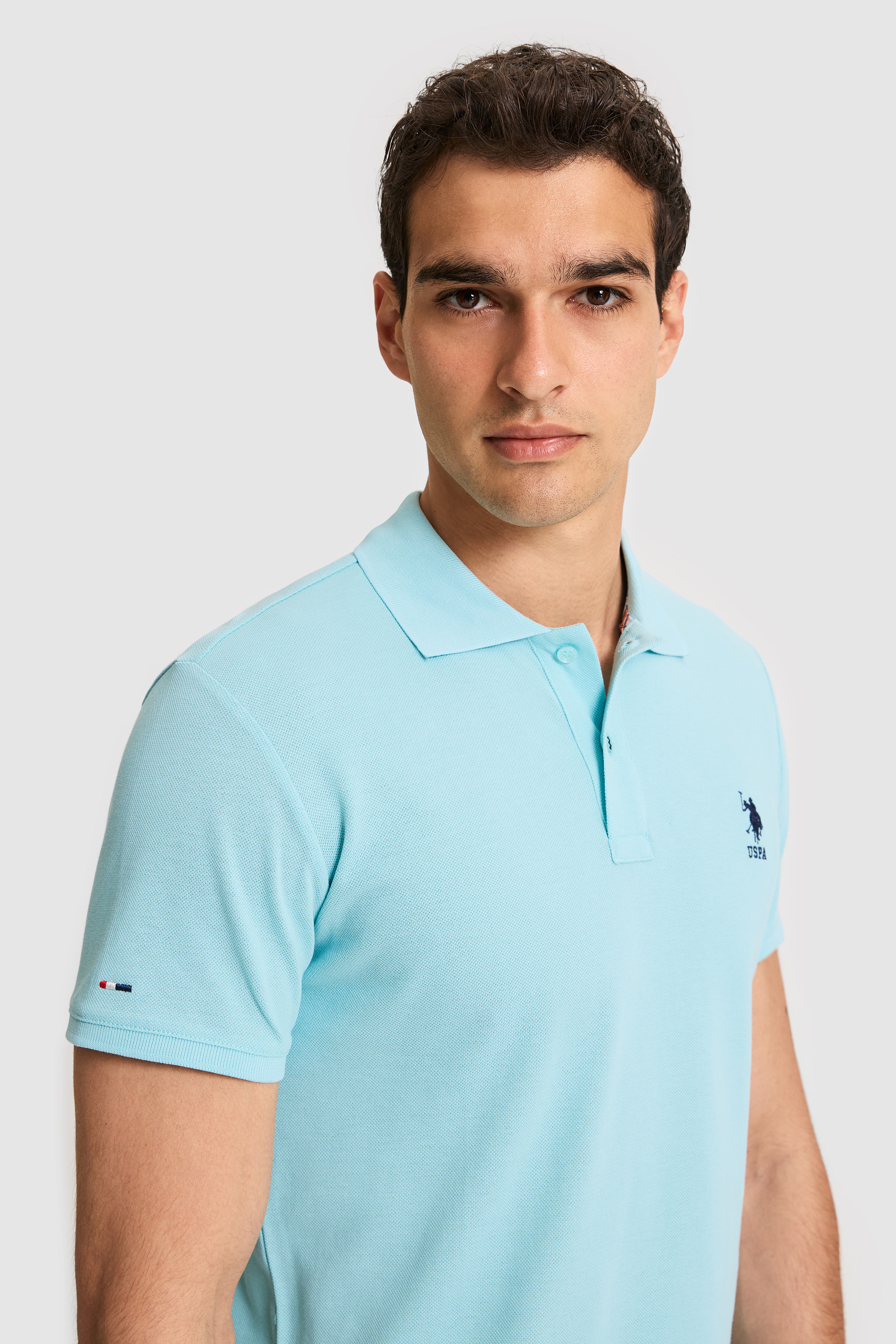 Erkek Slim Polo Yaka Aqua Basic Tişört
