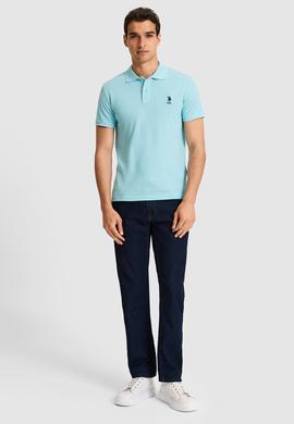 Erkek Slim Polo Yaka Aqua Basic Tişört - 50322304392