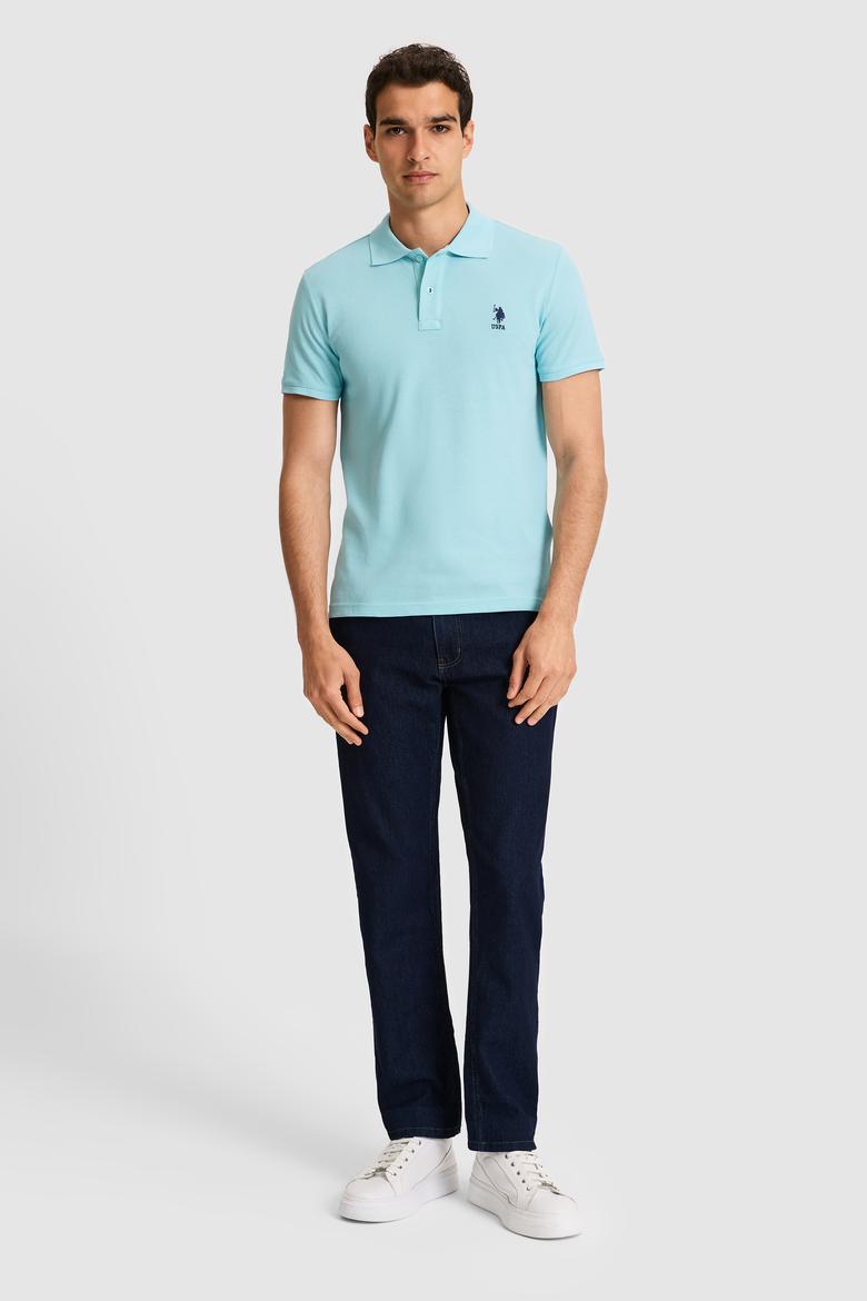 Erkek Slim Polo Yaka Aqua Basic Tişört - 50322304392