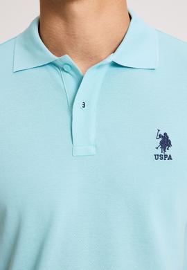 Erkek Slim Polo Yaka Aqua Basic Tişört - 50322304392