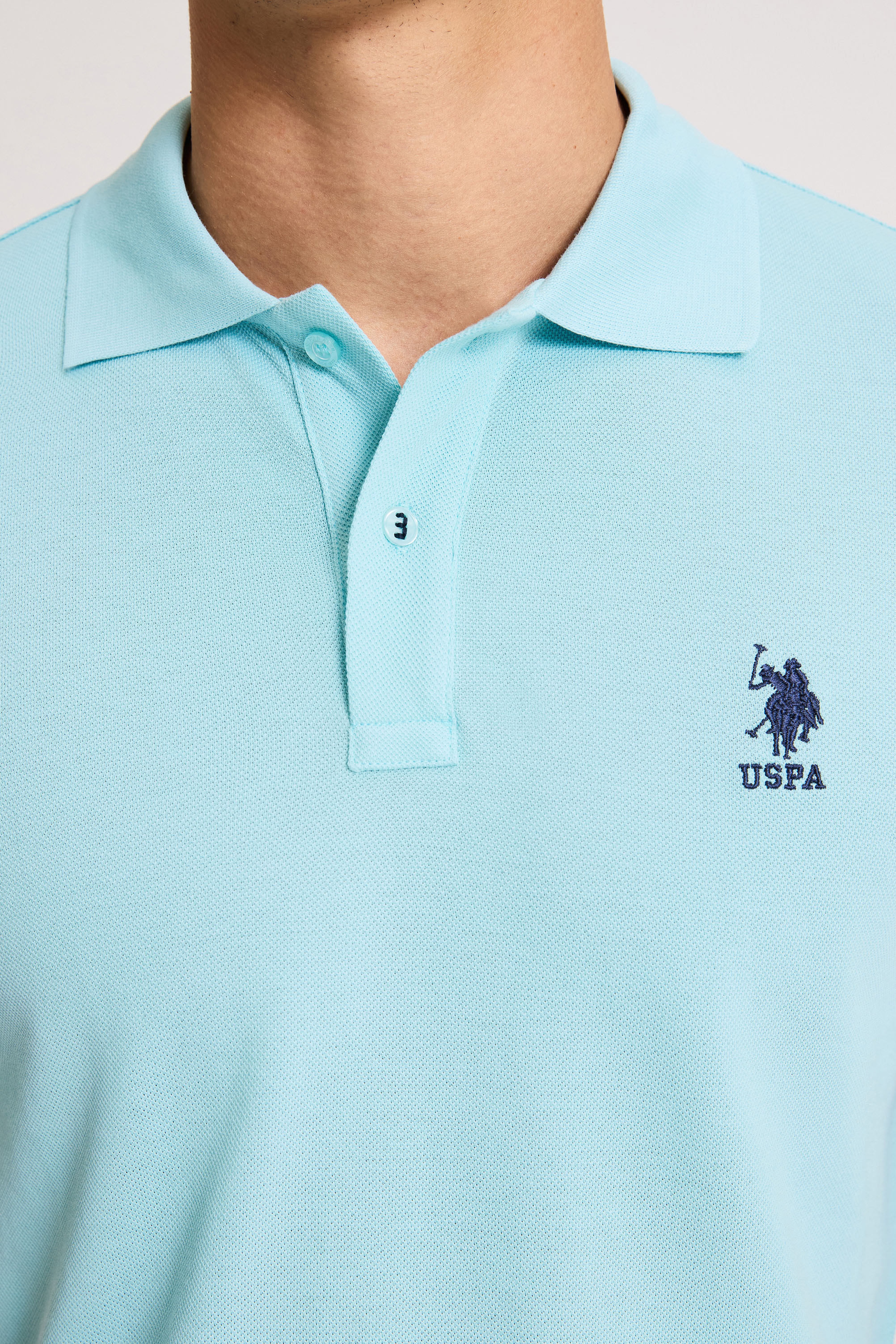 Erkek Slim Polo Yaka Aqua Basic Tişört - Image 6