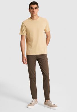 Erkek Regular Fit Bisiklet Yaka Bej Basic Tişört - 50326953172