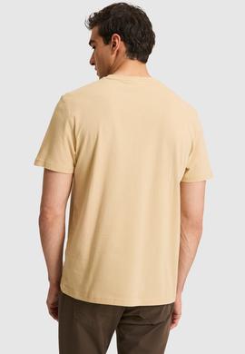 Erkek Regular Fit Bisiklet Yaka Bej Basic Tişört - 50326953172