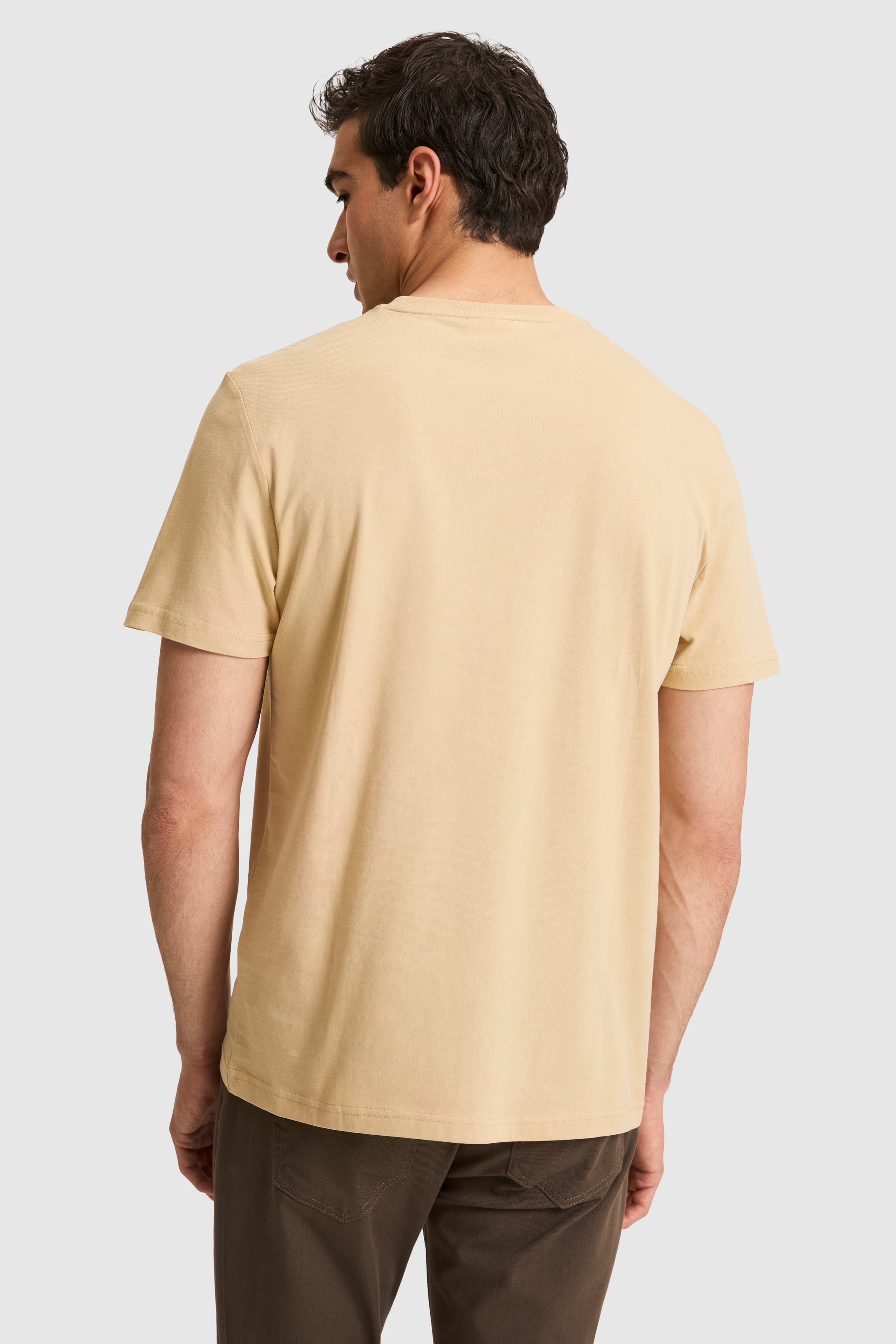 Erkek Regular Fit Bisiklet Yaka Bej Basic Tişört