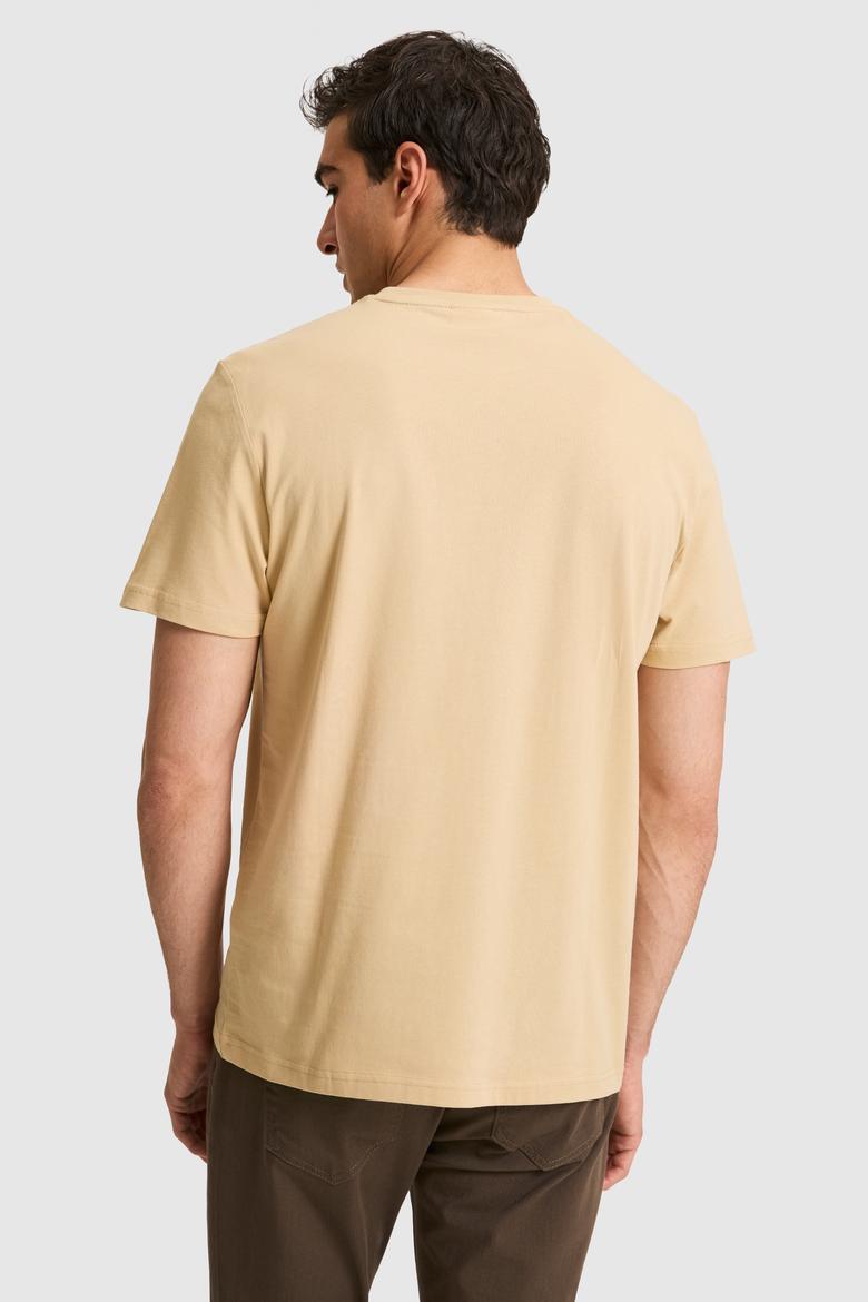 Erkek Regular Fit Bisiklet Yaka Bej Basic Tişört - 50326953172