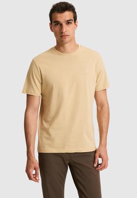 Erkek Regular Fit Bisiklet Yaka Bej Basic Tişört - 50326953172
