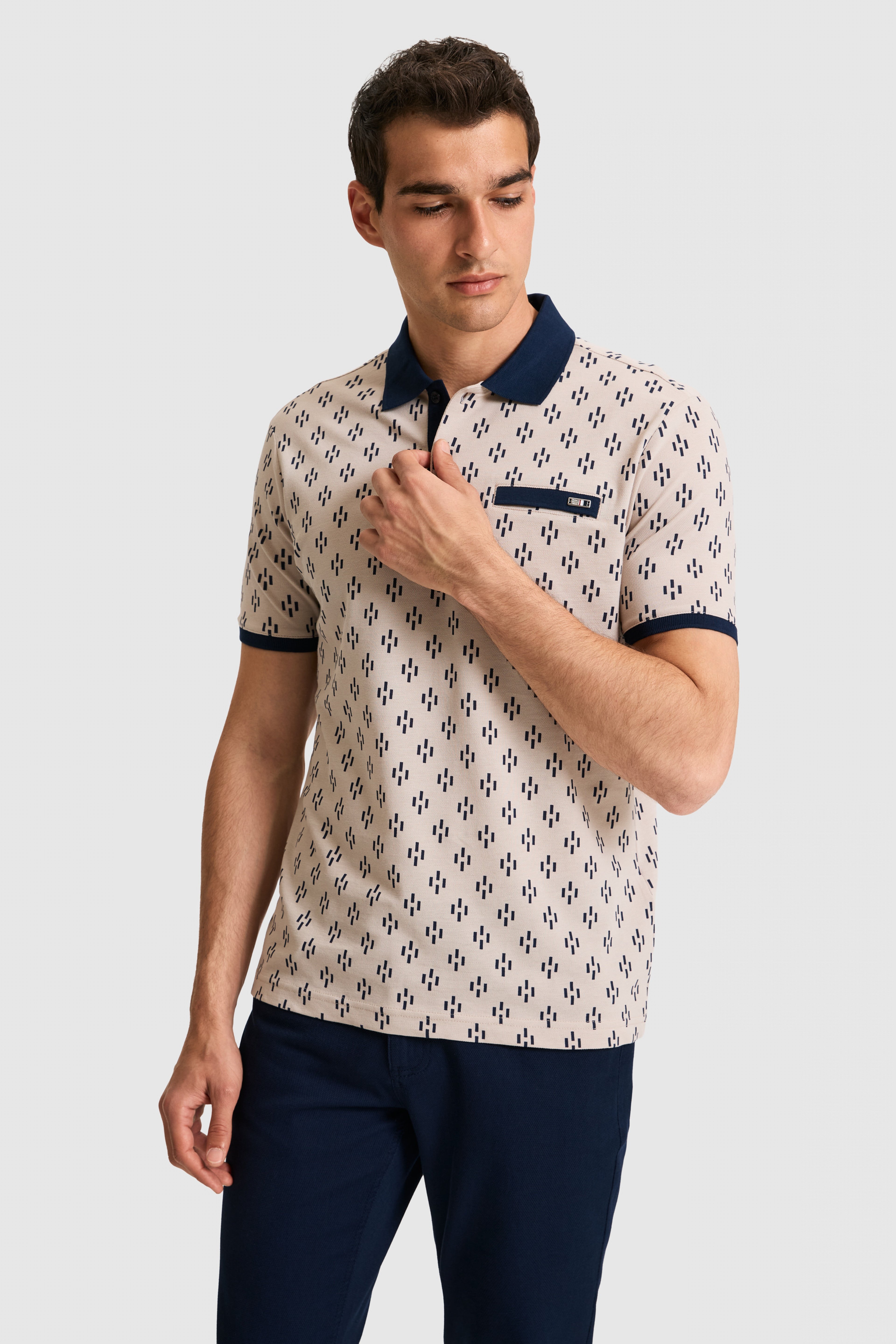 Erkek Regular Fit Polo Yaka Taş Tişört
