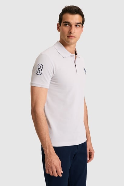 Erkek Slim Fit Polo Yaka Açık Gri Basic Tişört