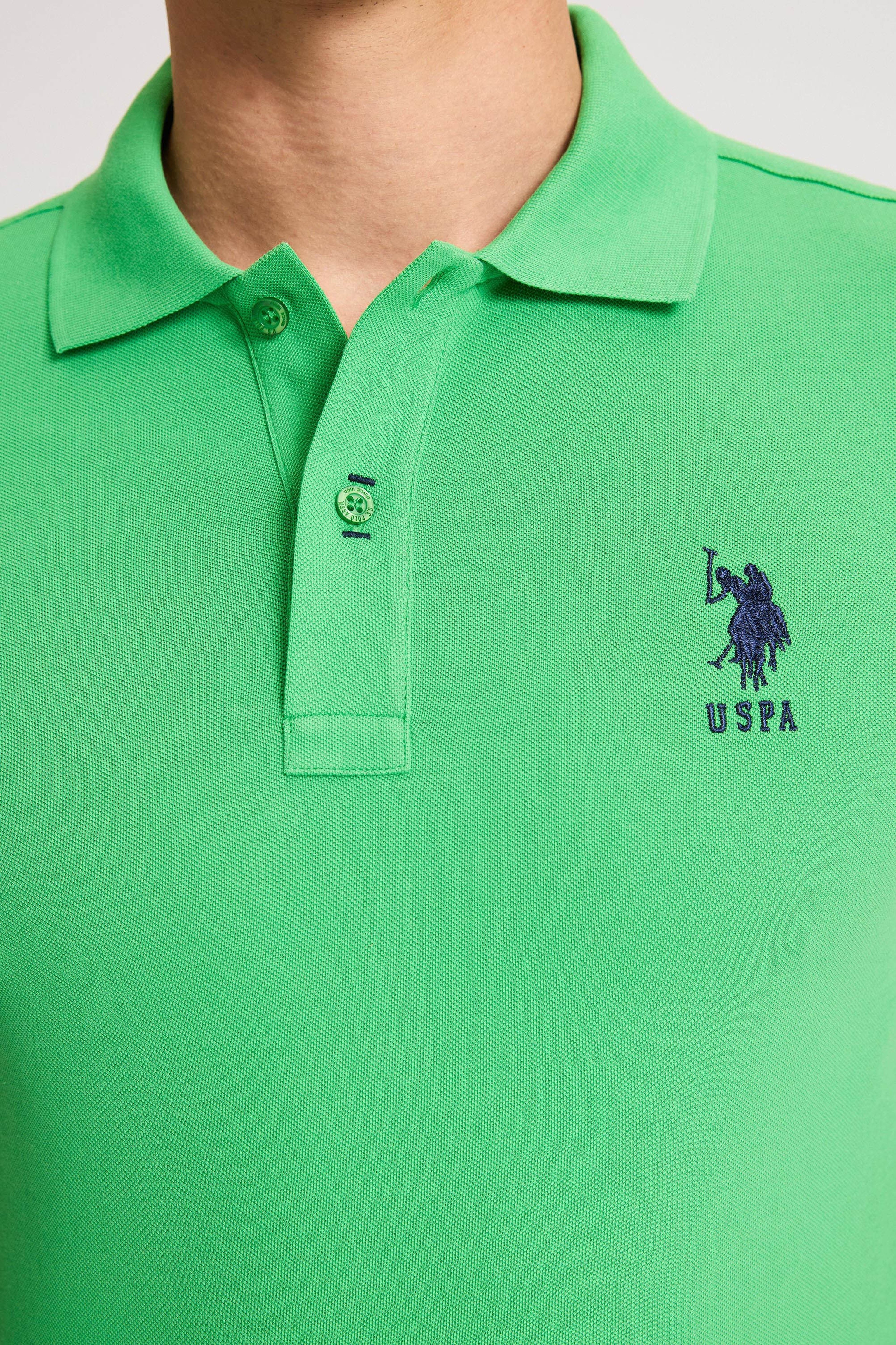 Erkek Slim Fit Polo Yaka Açık Yeşil Basic Tişört