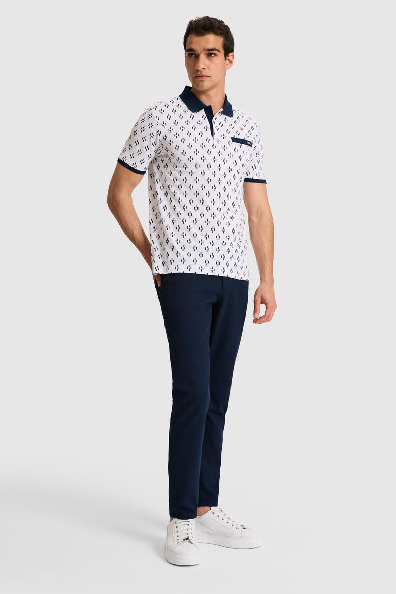 Erkek Regular Fit Polo Yaka Beyaz Tişört - 50326994010