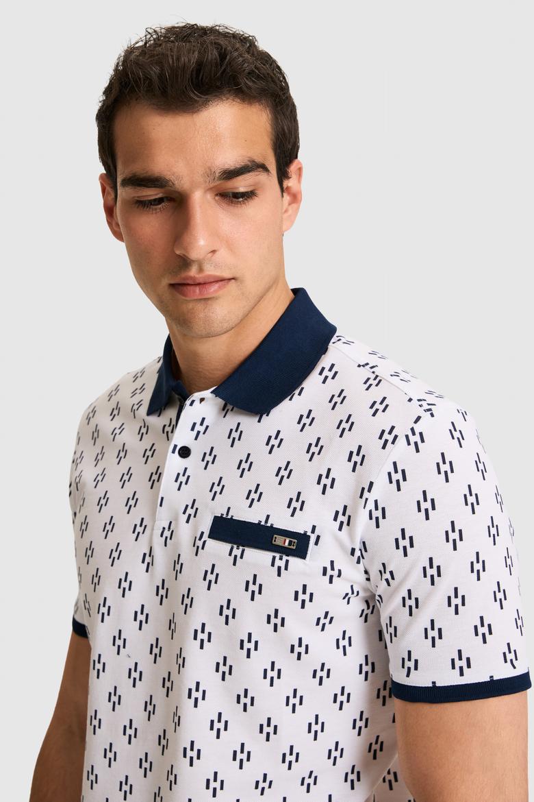 Erkek Regular Fit Polo Yaka Beyaz Tişört - 50326994010