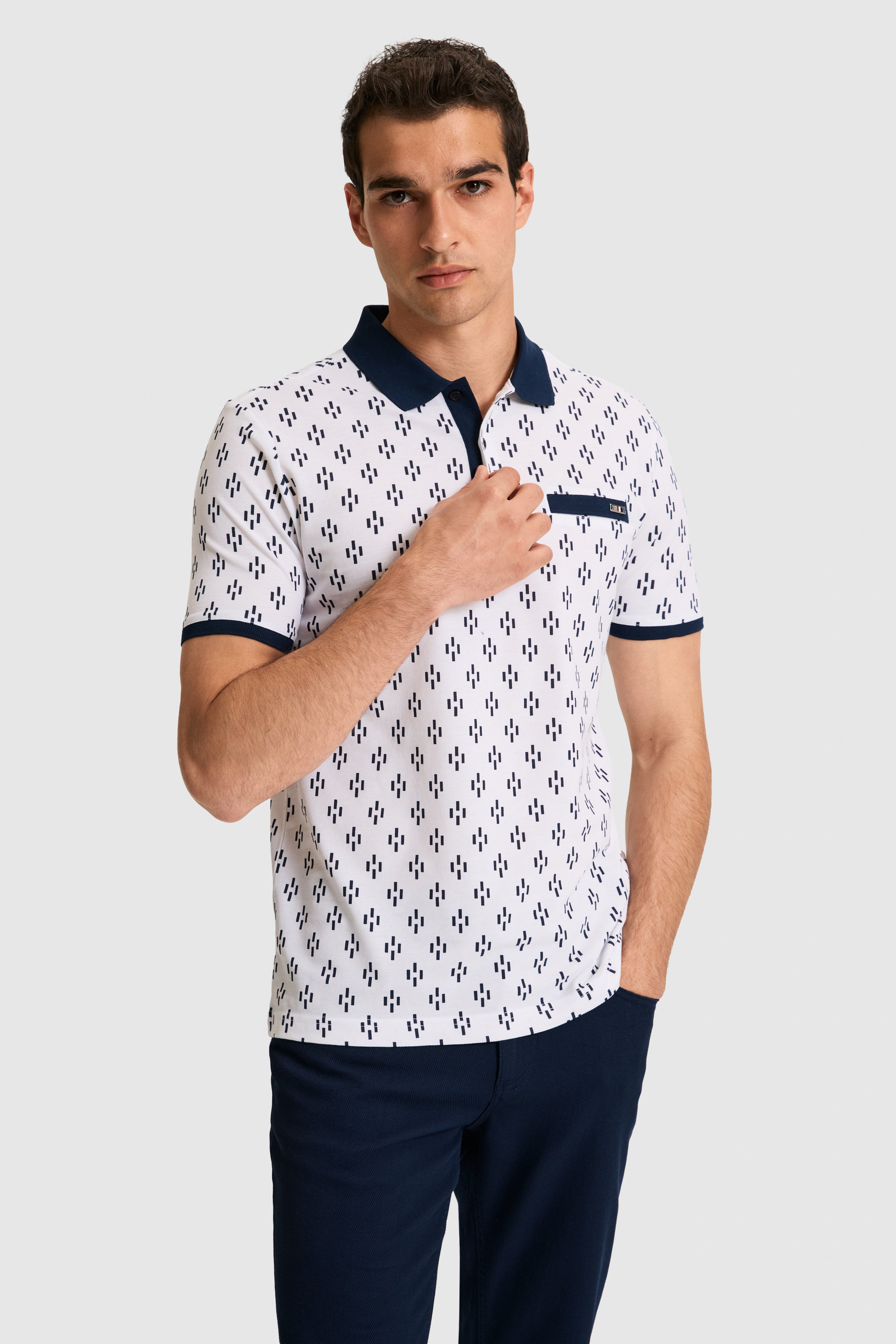 Erkek Regular Fit Polo Yaka Beyaz Tişört