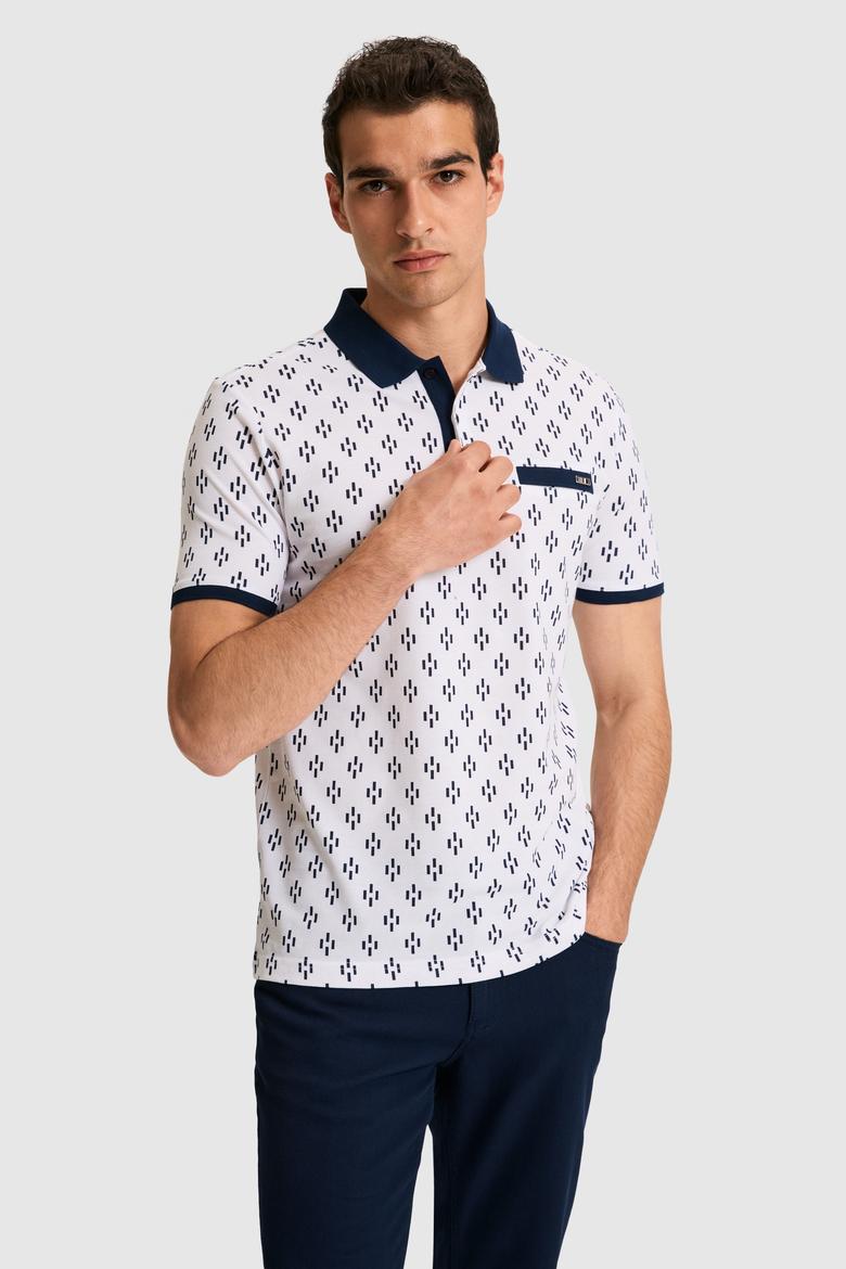 Erkek Regular Fit Polo Yaka Beyaz Tişört