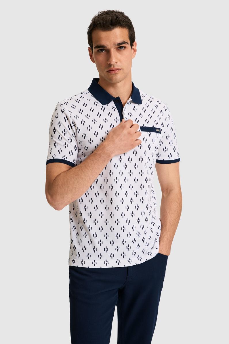 Erkek Regular Fit Polo Yaka Beyaz Tişört