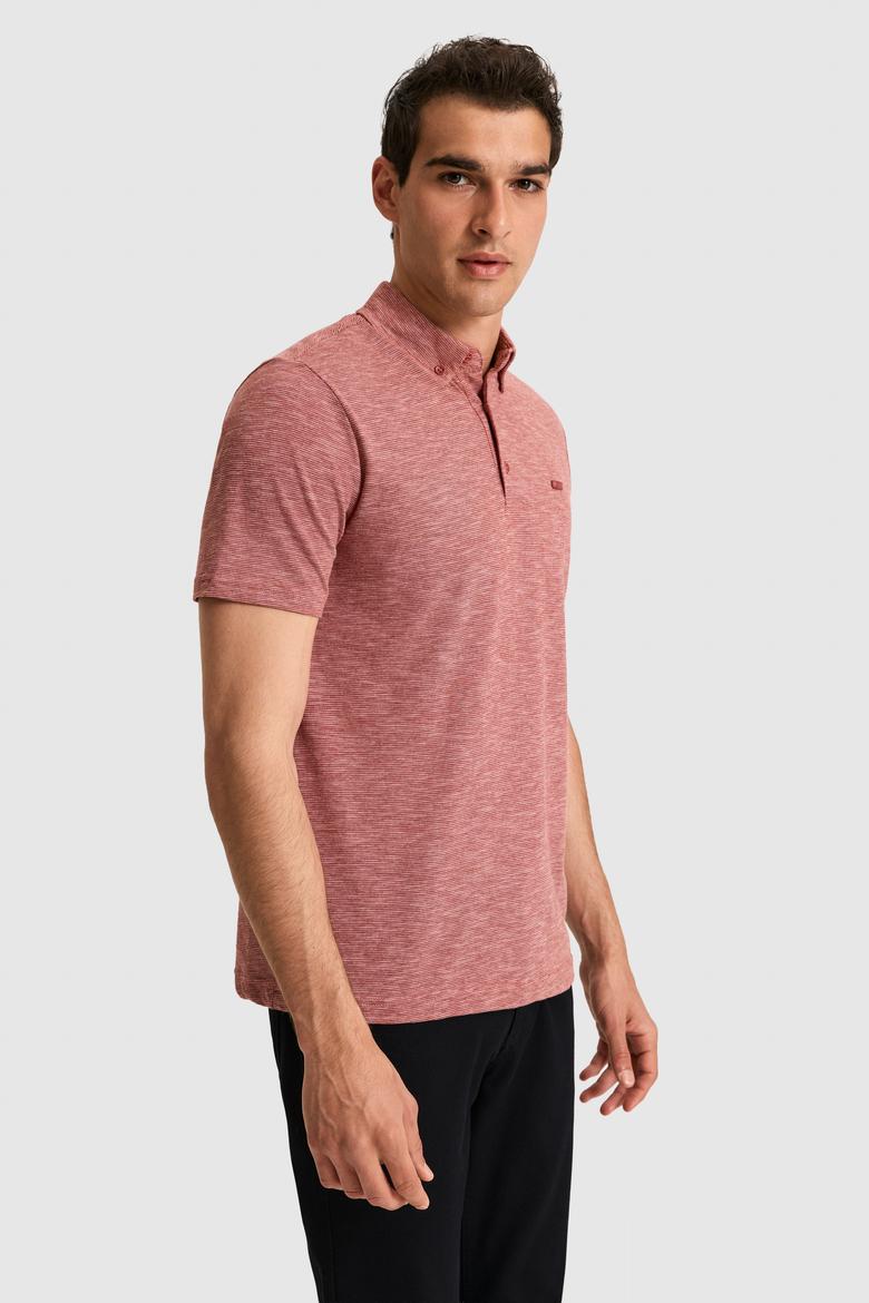 Erkek Regular Fit Polo Yaka Açık Pembe Tişört - 50322532021
