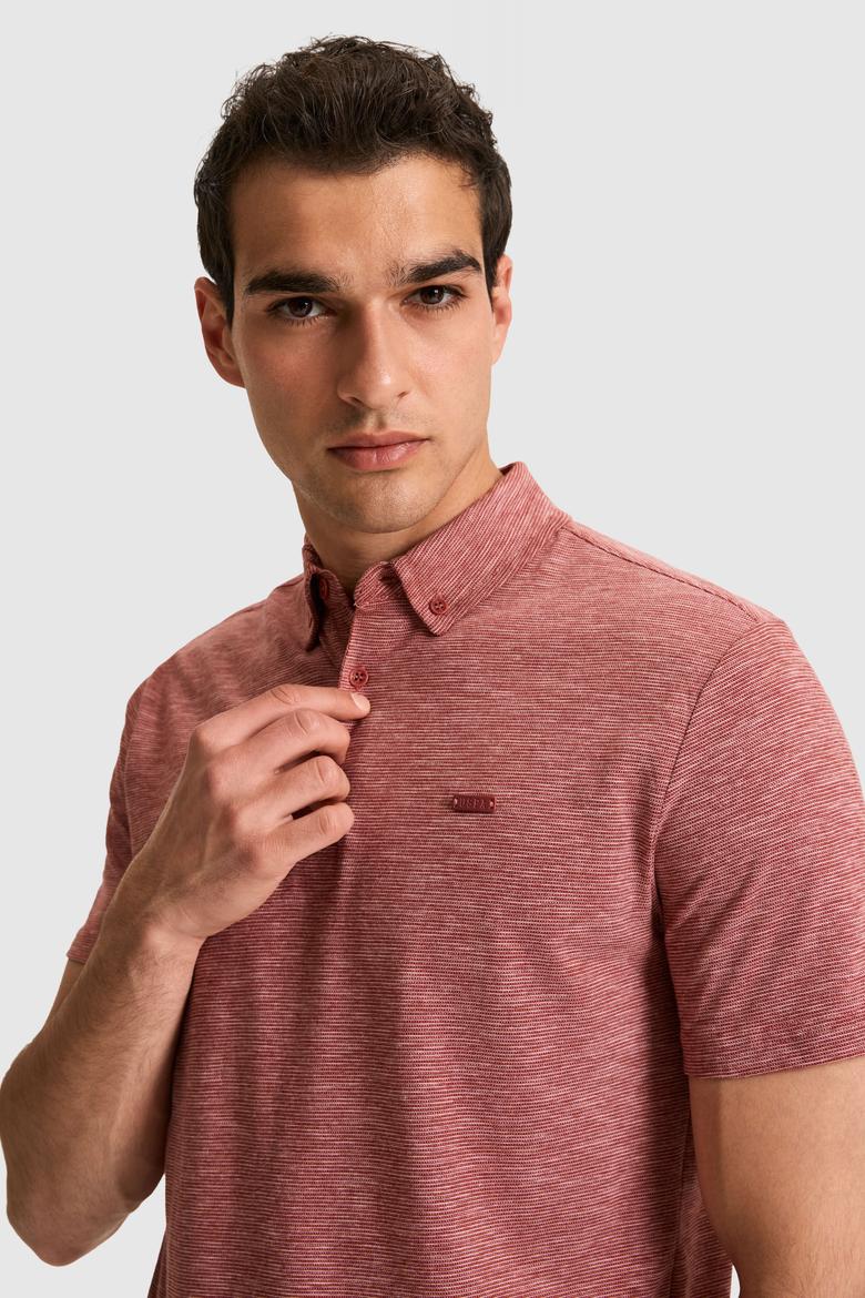 Erkek Regular Fit Polo Yaka Açık Pembe Tişört - 50322532021