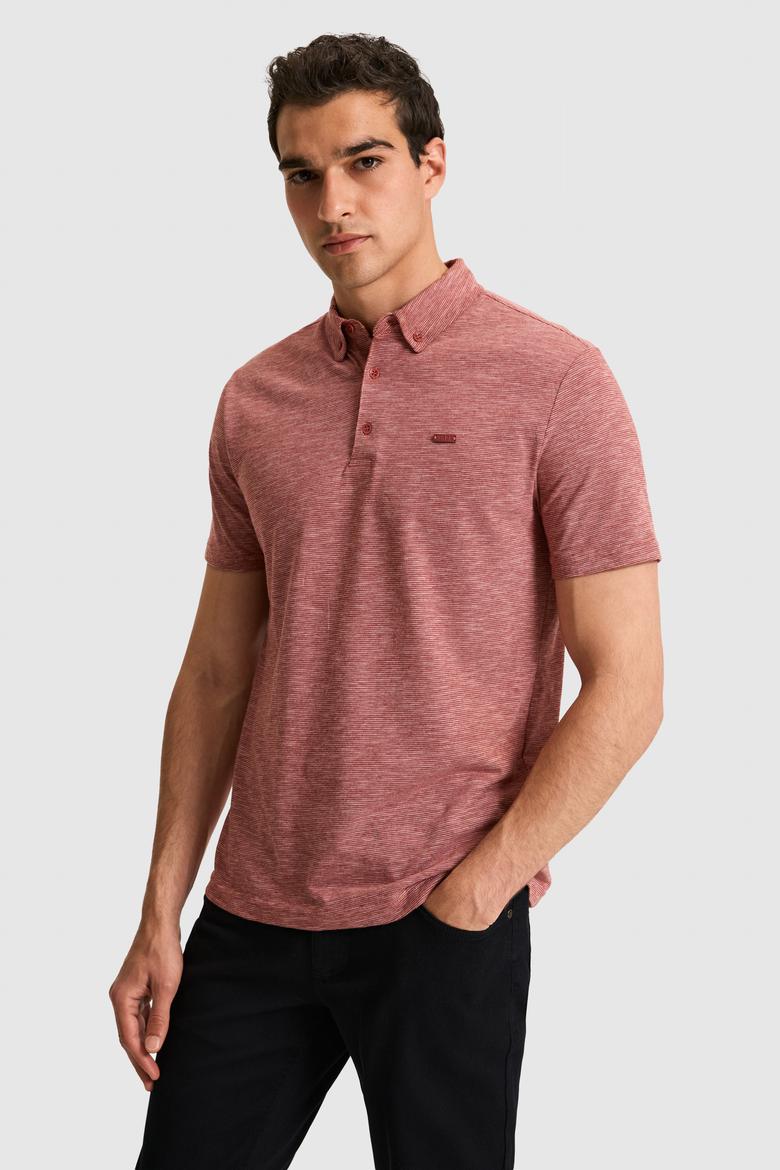 Erkek Regular Fit Polo Yaka Açık Pembe Tişört