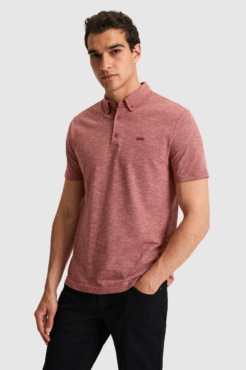 Erkek Regular Fit Polo Yaka Açık Pembe Tişört
