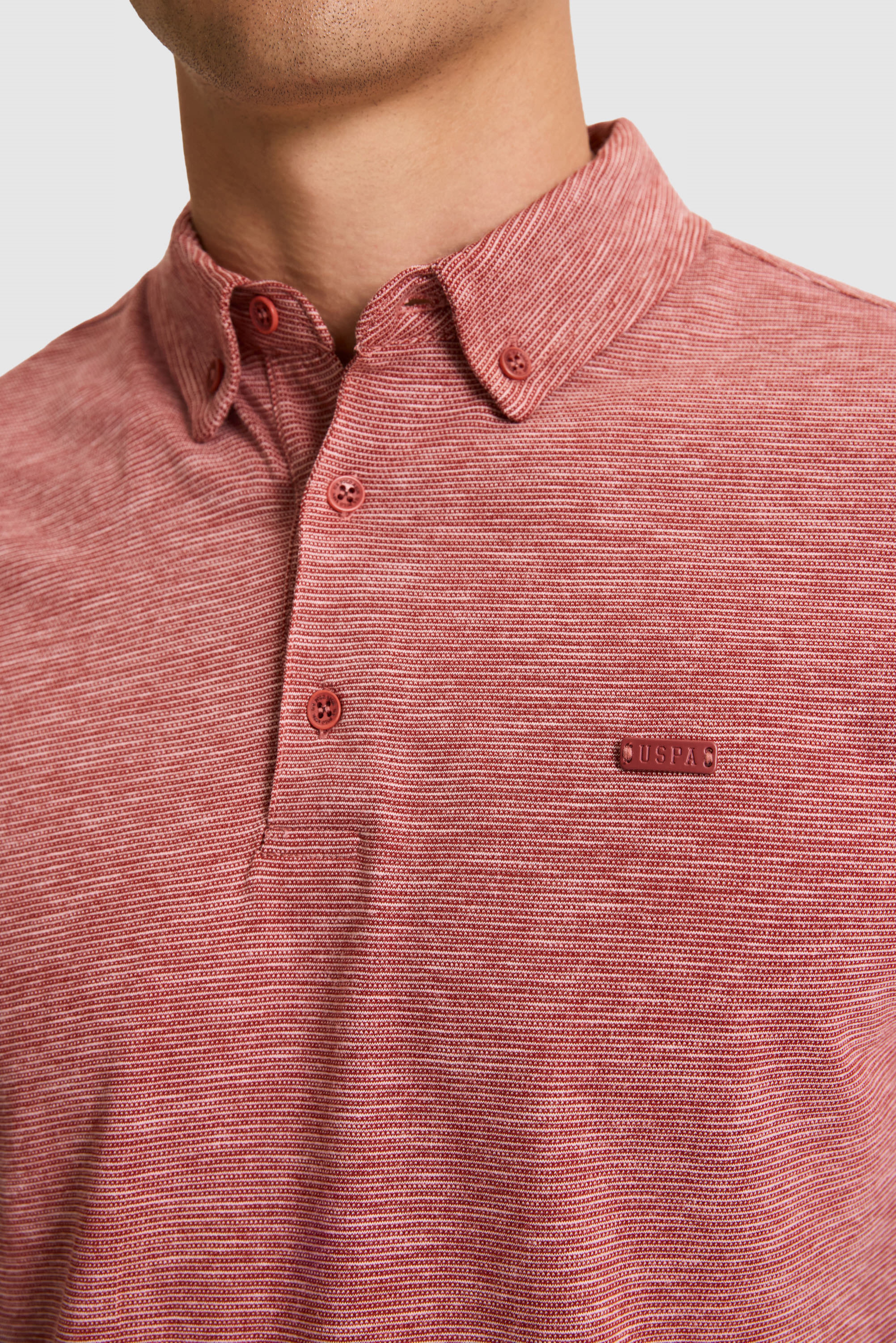 Erkek Regular Fit Polo Yaka Açık Pembe Tişört - Image 6