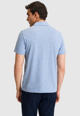 Erkek Regular Fit Polo Yaka Mavi Tişört - 50322532007