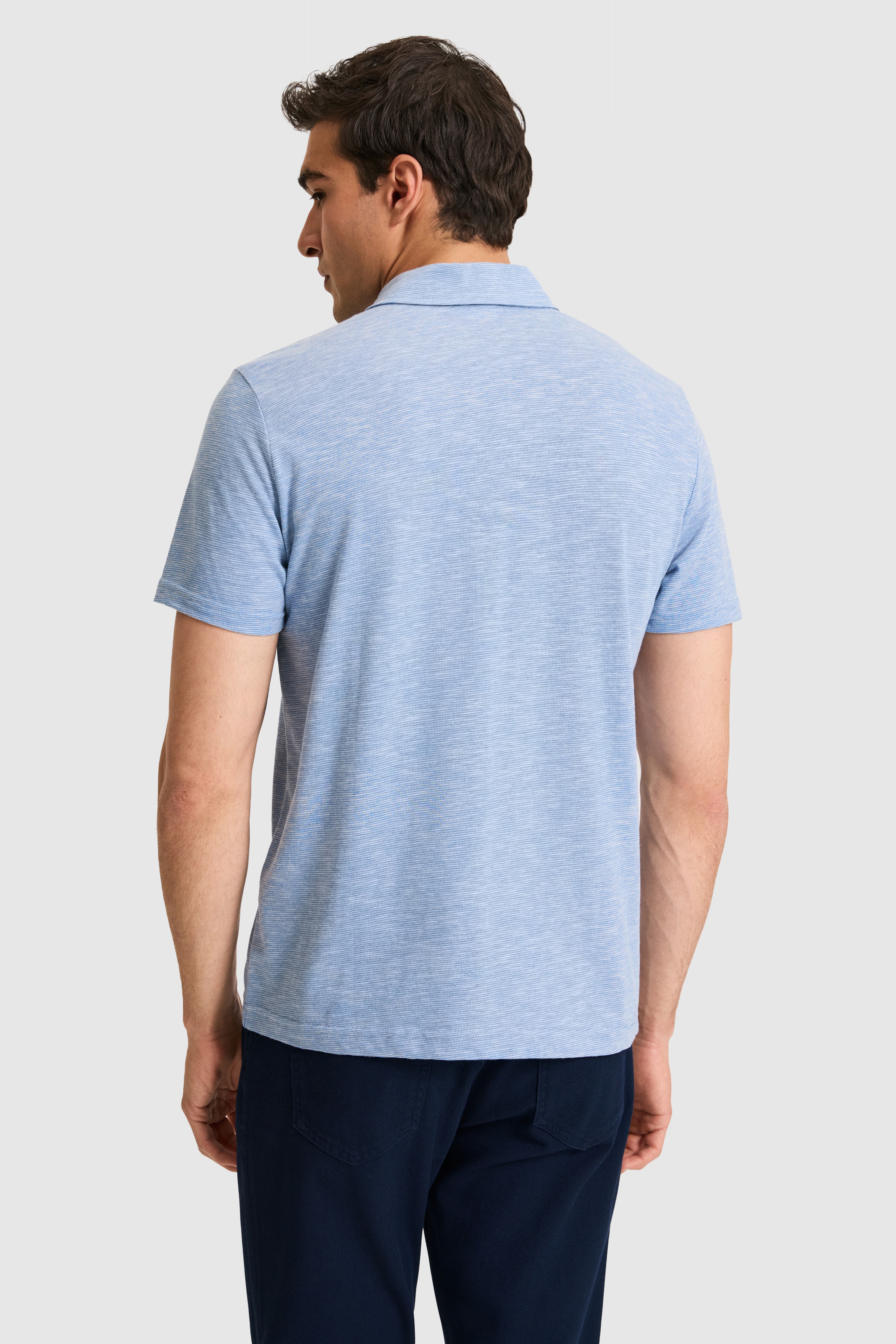 Erkek Regular Fit Polo Yaka Mavi Tişört - Image 5