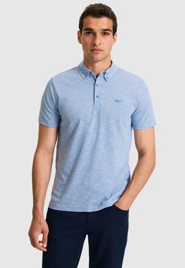 Erkek Regular Fit Polo Yaka Mavi Tişört - 50322532007